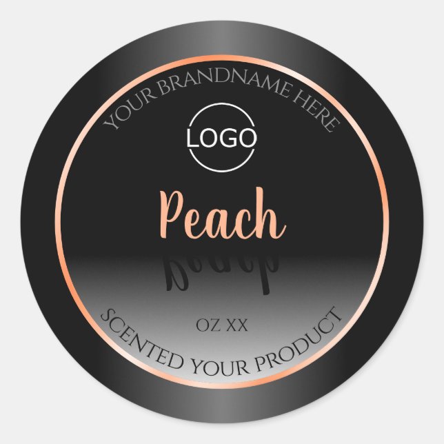 Stylish Black White Product Label Peach Frame Logo (Front)