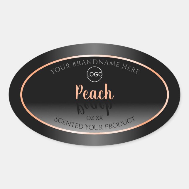 Stylish Black White Product Label Peach Frame Logo (Front)