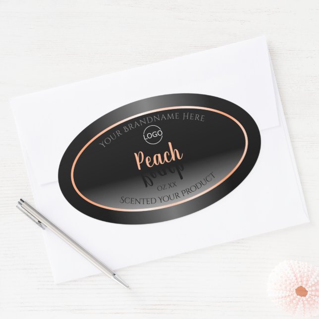 Stylish Black White Product Label Peach Frame Logo (Envelope)