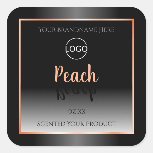 Stylish Black White Product Label Peach Frame Logo (Front)