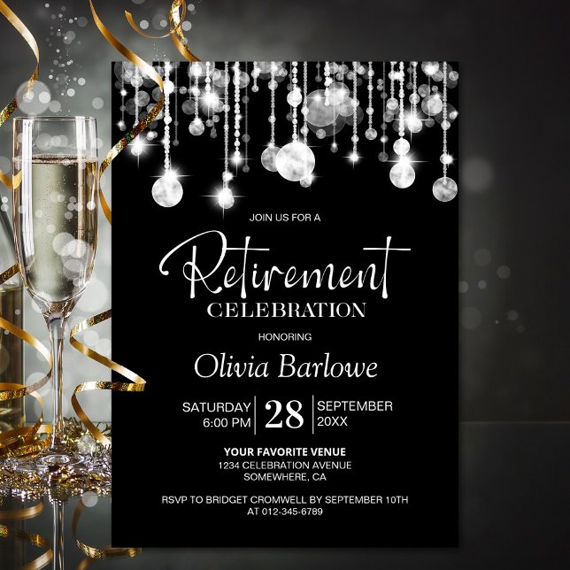 Stylish Black White Retirement Party Invitation (Creator Uploaded)