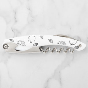 Stylish Black White Seashells Pattern Corkscrew