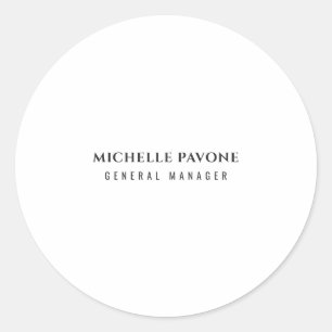 Stylish Black & White Simple Plain Professional Classic Round Sticker