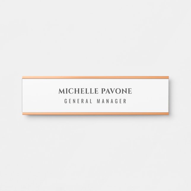 Stylish Black & White Simple Plain Professional Door Sign (Front)