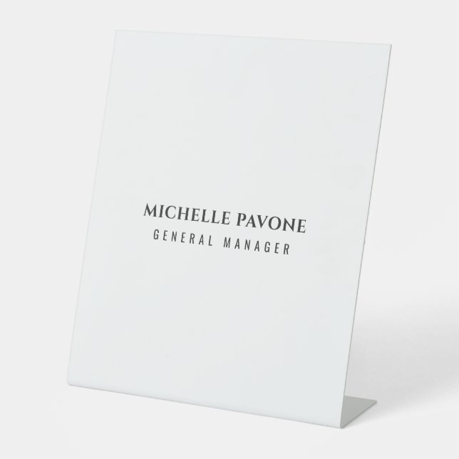 Stylish Black & White Simple Plain Professional Pedestal Sign (Front)