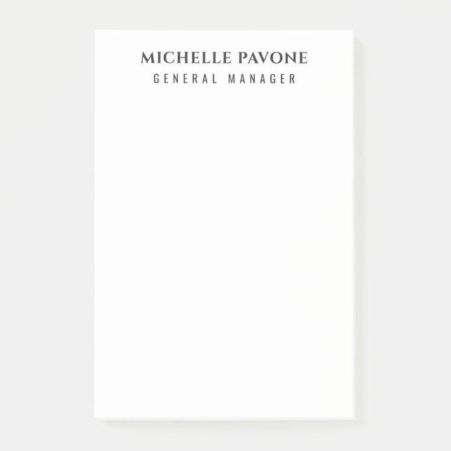 Stylish Black & White Simple Plain Professional Post-it Notes (Front)