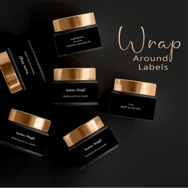 Stylish Black White Skincare  Product Business Wrap Around Label (Creator Uploaded)