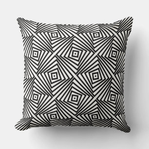 Stylish Black & White Spiral Box Pattern Cushion