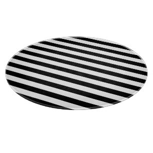 Stylish Black White Stripes Decorative Glass Cutting Board
