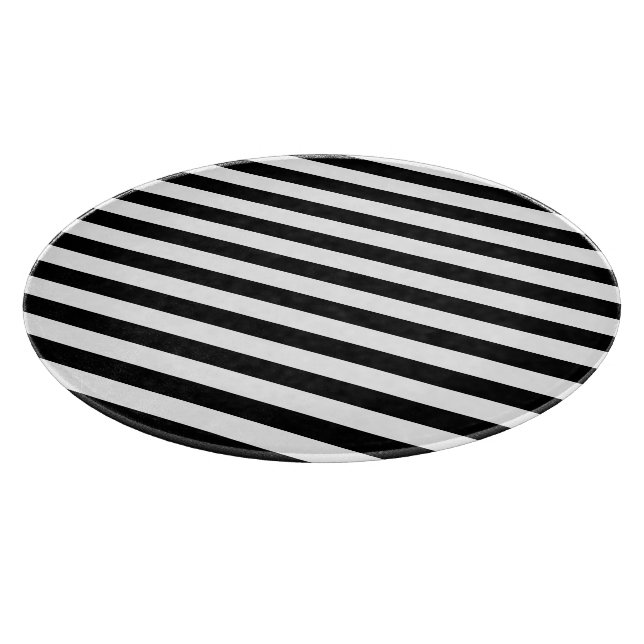 Stylish Black White Stripes Decorative Glass Cutting Board (Corner)