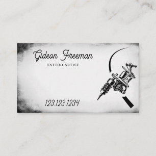 Stylish Black & White Tattoo Gun Business Card