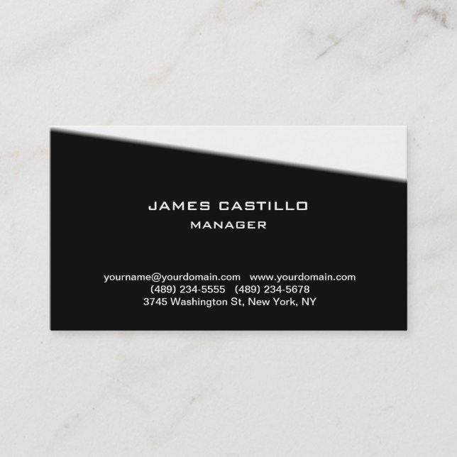 Stylish Black White Unique Modern Professional Business Card (Front)