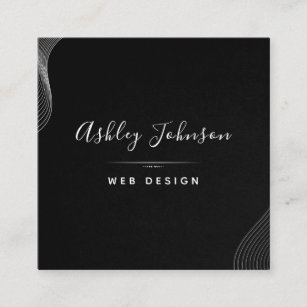 Stylish Black & White Web Design Developer Qr Code Square Business Card