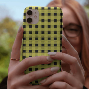Stylish black & yellow Chequerboard pattern iPhone 11 Case