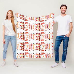 Stylish Blessed, Grateful Thankful Thanksgiving Fleece Blanket