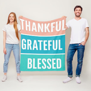 Stylish Blessed, Grateful Thankful Thanksgiving Fleece Blanket