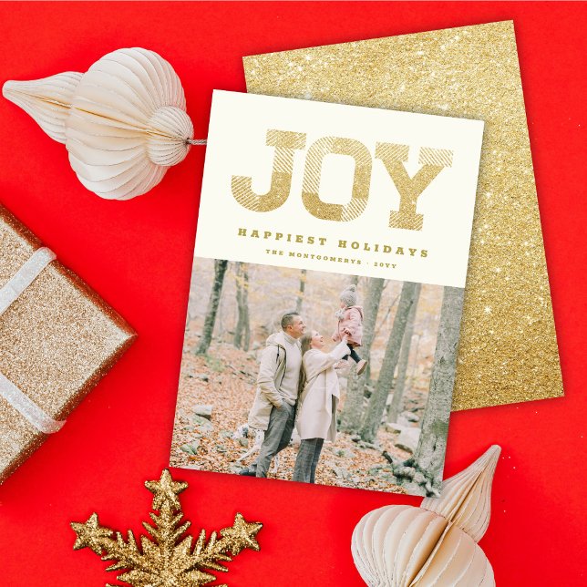 Stylish Block Font Gold Glitter Joy Modern Holiday (Creator Uploaded)