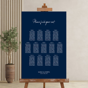 Stylish Blue 13 Table Wedding Seating Chart