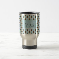 Stylish Blue and Brown Argyle Pattern Monogram