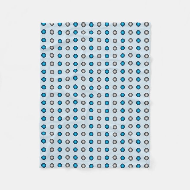 Stylish Blue and Silver Polka Dot Pattern Fleece Blanket (Front)