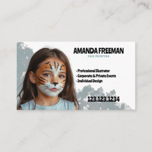Stylish Blue and White Artist Face Painting Business Card