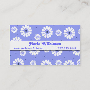 Stylish Blue and White Daisy Mommy Card