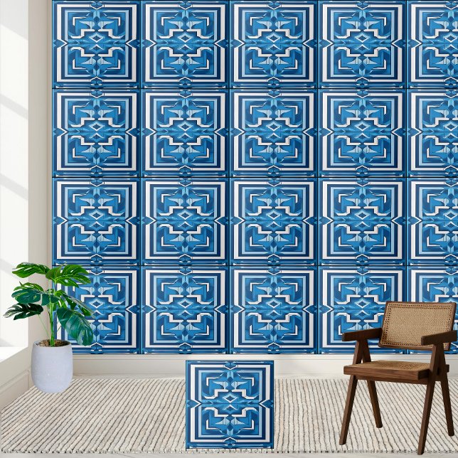 Stylish Blue and White Mosaic Greek Ceramic Tile (Creator Uploaded)