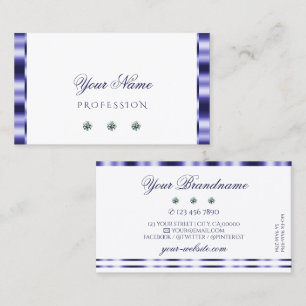 Stylish Blue and White Sparkling Jewels Elegant Business Card