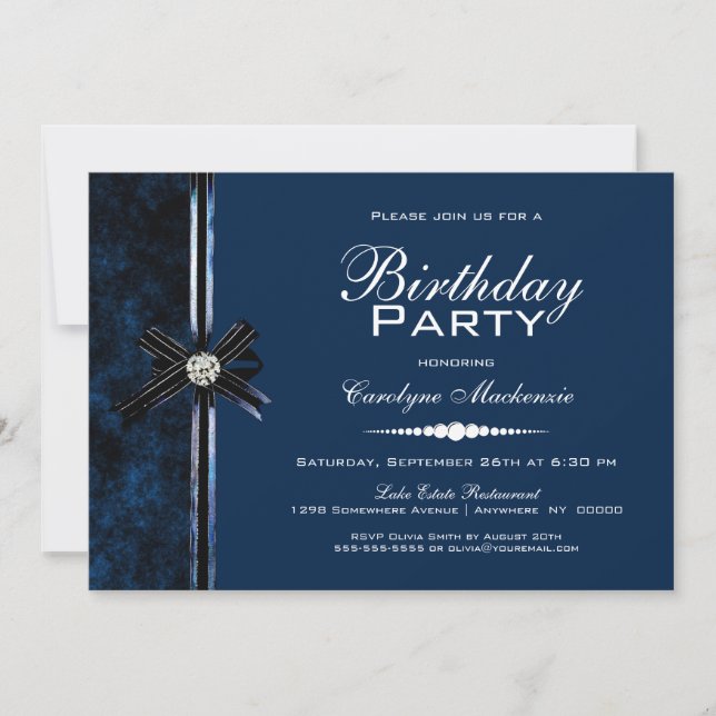 Stylish Blue Birthday Party Invitation (Front)