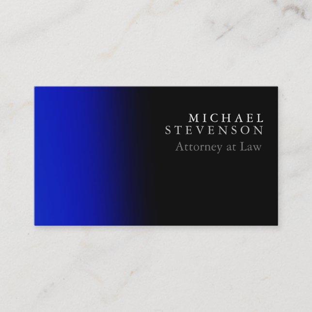 Stylish Blue Black Attorney at Law Business Card (Front)