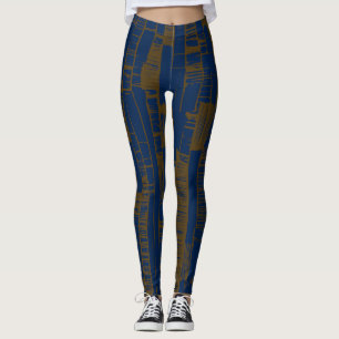 stylish blue &brown abstract pattern  leggings