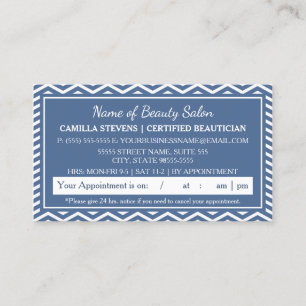 Stylish Blue Chevron Salon Appointment Reminder Card