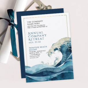 Stylish Blue Company Retreat Nautical Watercolor Invitation
