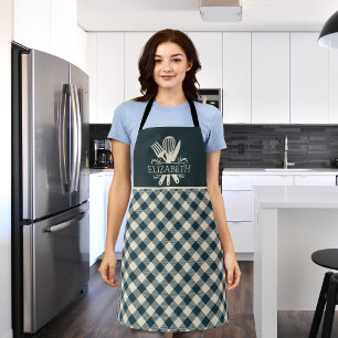 Stylish Blue & Cream Tartan – Perfect for Cooking Apron