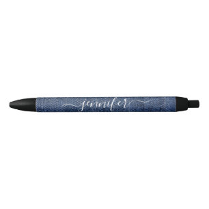 stylish blue denim jeans fabric personalised black ink pen