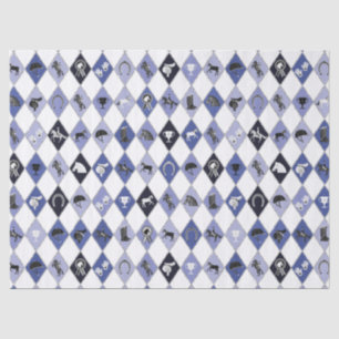 Stylish Blue Equestrian Diamond Pattern Tissue Paper