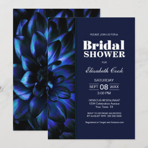 Stylish Blue Floral Bridal Shower Invitation