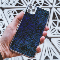 stylish Blue Floral pattern on black