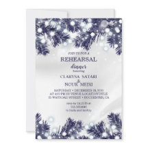 Stylish blue flower light pattern rehearsal dinner