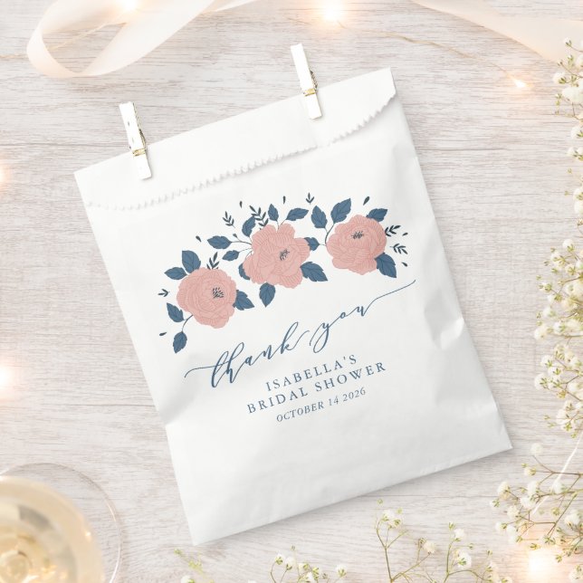 Stylish Blue Garden Flower Personalised Thank You  Favour Bags (Clipped)