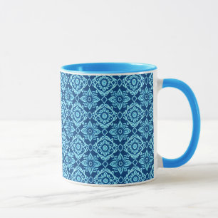 Stylish Blue Geometric Floral Pattern Mug