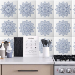 Stylish Blue Geometric pattern Ceramic Tile