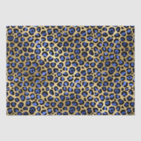 Stylish Blue & Gold Foil Leopard Spots Safari