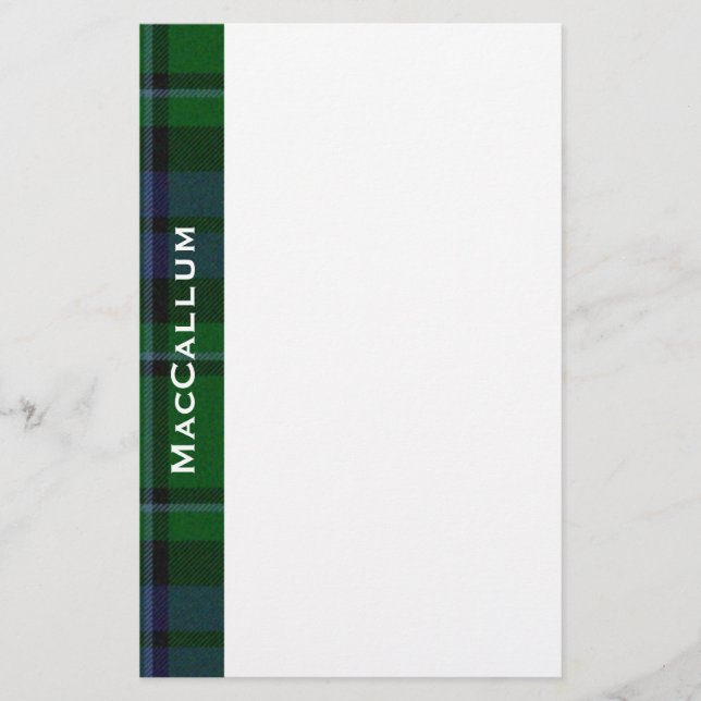 Stylish Blue & Green MacCallum Tartan Plaid Stationery (Front)