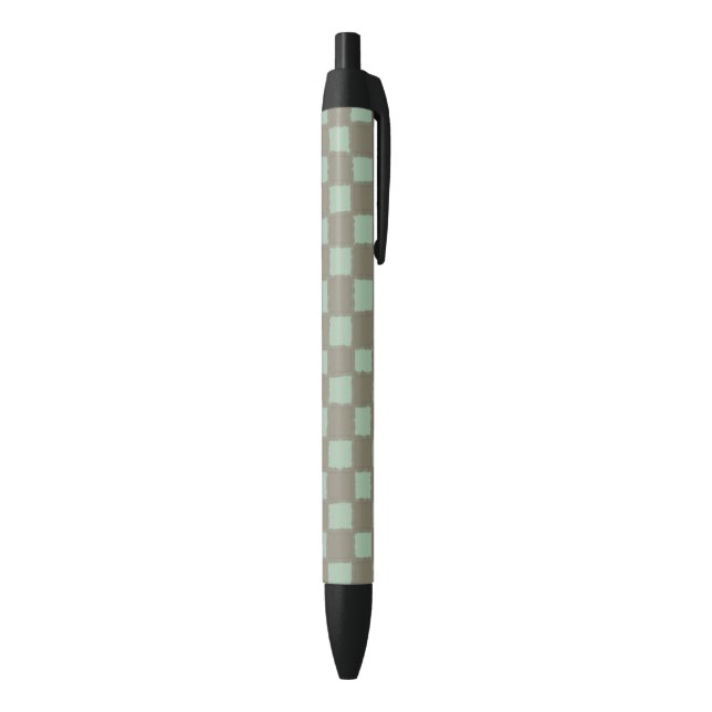 Stylish Blue Grey Chequered Chequerboard Pattern  Black Ink Pen (Bottom (Vertical))