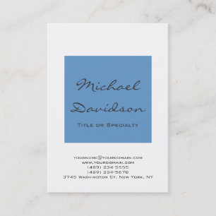 Stylish Blue Grey Script White Business Card