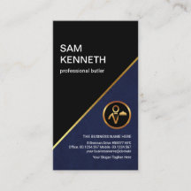 Stylish Blue Grunge Gold Line Professional Butler