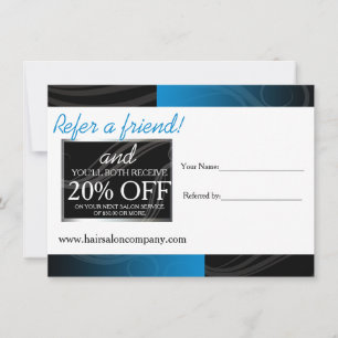 stylish blue hair salon referral card