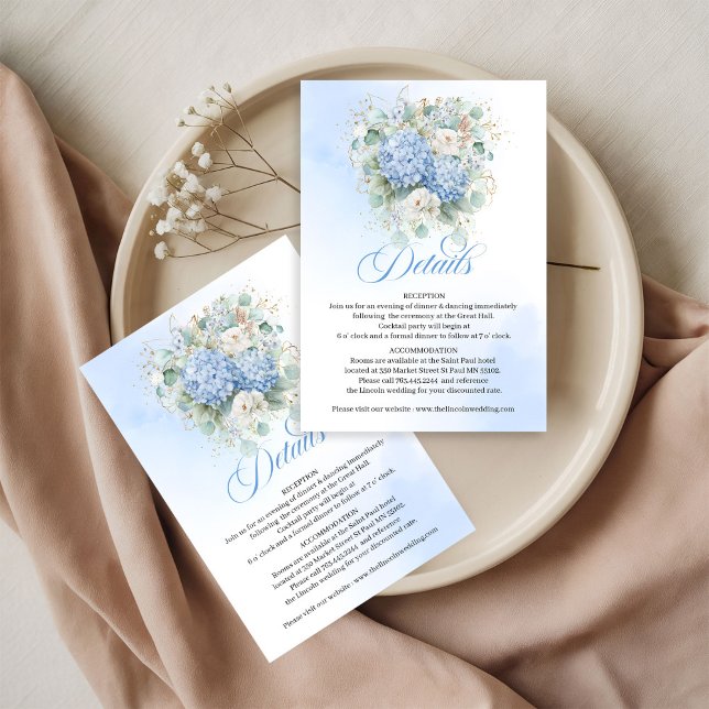 Stylish Blue Hydrangea Gold details card (Stylish Blue Hydrangea Gold details card)