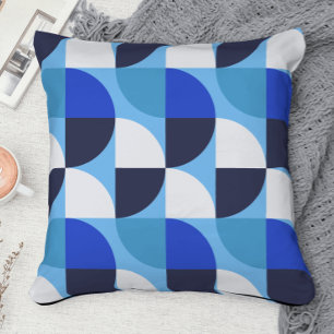 Stylish Blue midcentury modern abstract pattern Cushion